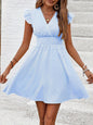 Women's Mini Dress V Neck Flutter Sleeve Striped Summer Dress FitiqueFit