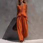 Ruffled Tank Top & Draping Wide-Leg Pants Set – 6 Colors, S–3XL FitiqueFit