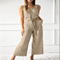 Women's Solid-Color Mid-Rise Full-Length Cotton Trousers FitiqueFit