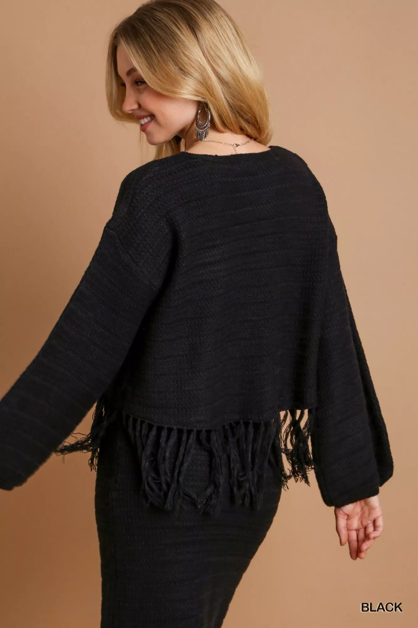 Umgee Crochet Knit Crop Top with Frey Hem West2East Surf