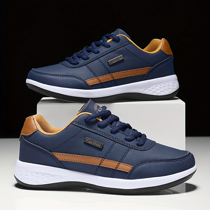 VanWeir Lightweight Men'S Shoes | Navy Blue/White, Lace-up sneakers with MD/TPR Sole, Breathable Fabric Lining for Outdoor, Hiking & Casual Wear NovaCart