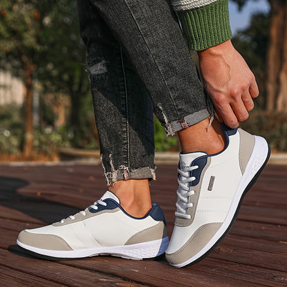 VanWeir Lightweight Men'S Shoes | Navy Blue/White, Lace-up sneakers with MD/TPR Sole, Breathable Fabric Lining for Outdoor, Hiking & Casual Wear NovaCart