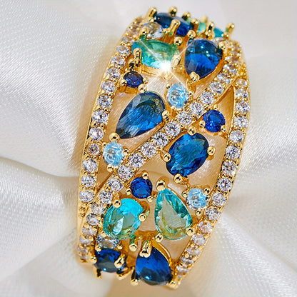 Bohemian Women's Couple Fashion Elegant Glass Synthetic Zirconia Gift Ring NovaCart