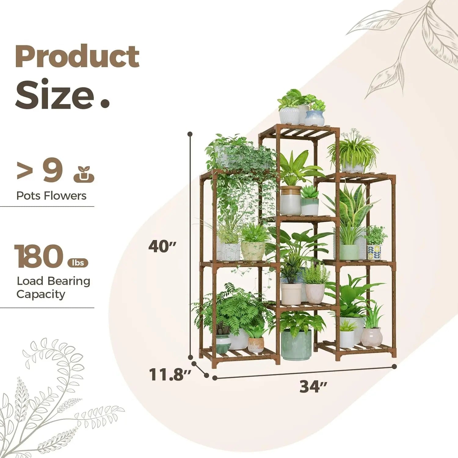 Elevate Your Greenery: Sturdy 4-Tier Wooden Plant Stand for Indoor & Outdoor Spaces