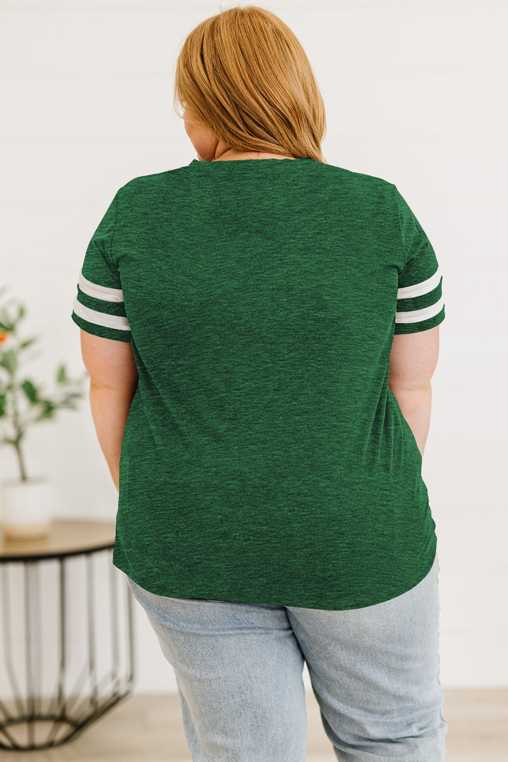 Plus Size Striped V-Neck Tee Shirt See size chart under “more details” The Fashion Celestial