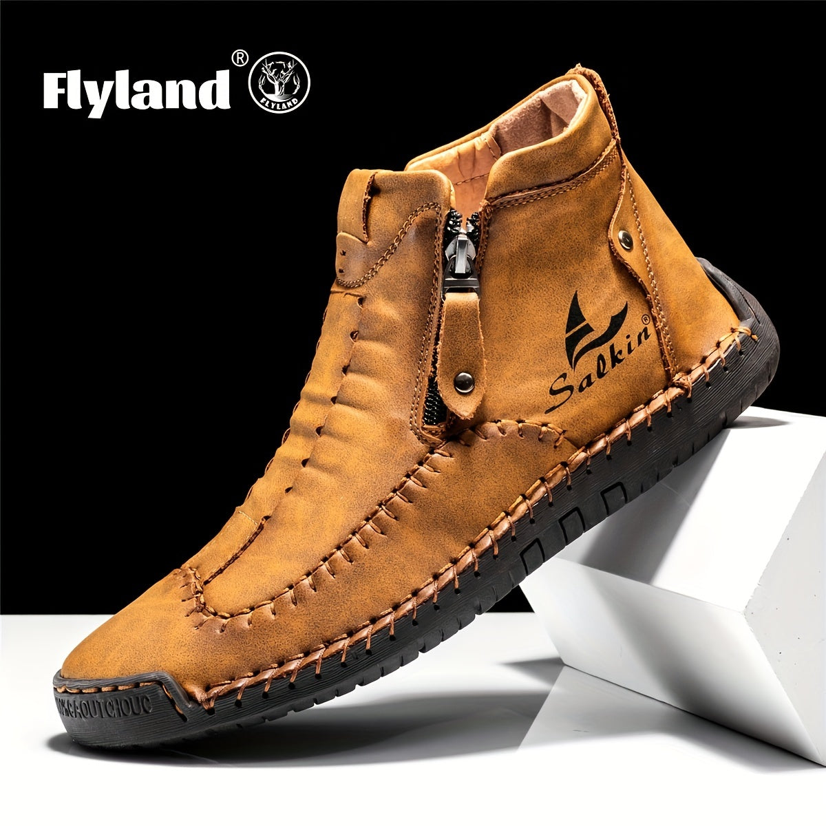 FLYLAND Fashion Vintage Chukka Boots Driving Walking Shoes Business Casual Ankle Boots Daily Work Office Shoes NovaCart