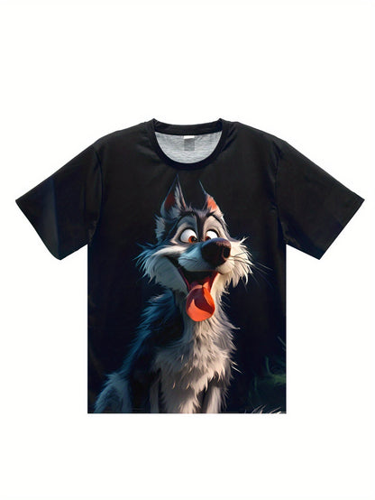 Men's 3D Wolf Print T-shirt - Casual Round Neck FitiqueFit