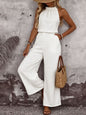 Women's Draped Neck Sleeveless Vest & Casual Pants Two-Piece Set FitiqueFit