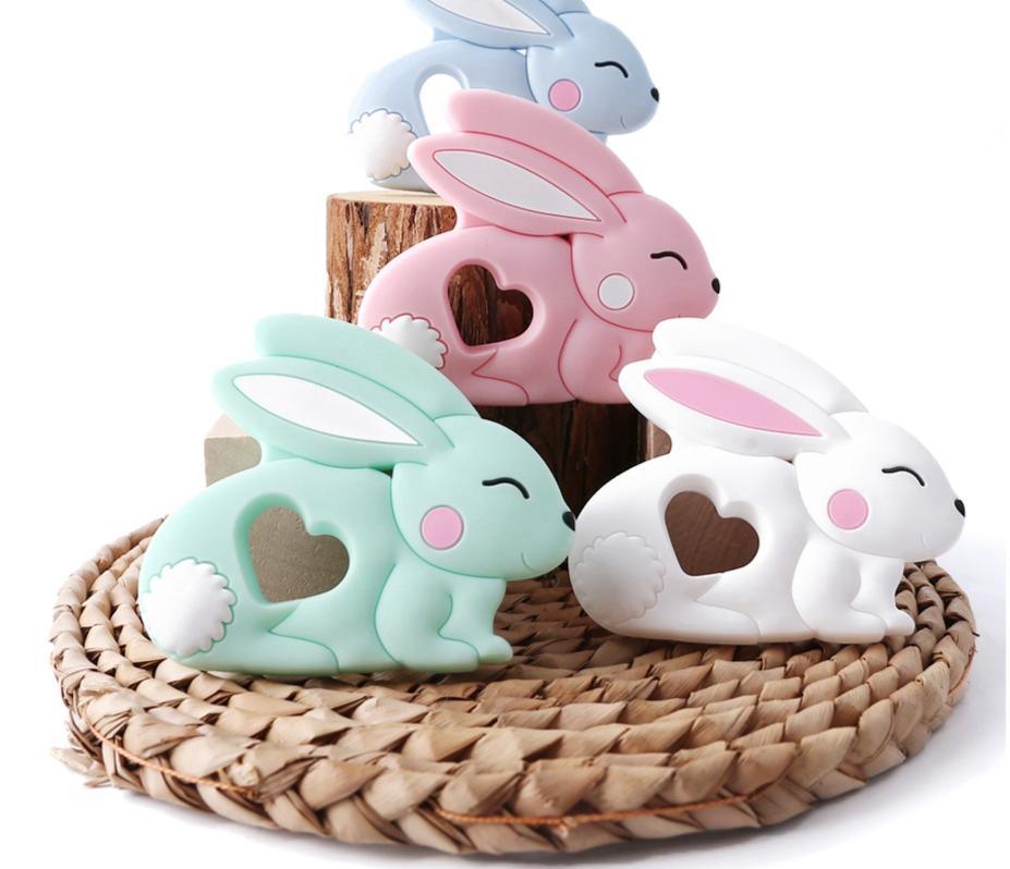 Baby Teether Silicone Rabbit Food Grade Bunny Teether Nursing Teething  Accessories Silicone Animal Teether For Kids and Baby Stevvex