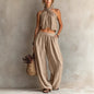 Women's Loose Sleeveless Top & Wide-Leg Pants Set – Linen Blend FitiqueFit