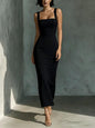 Square Neck Sling Dress – High Waist Midi Dress FitiqueFit