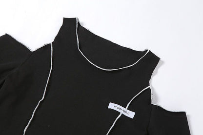 Summer Stylish Short Fitted T-Shirt for Women with a Round Neck, Hollow Design, And Long Sleeves, Perfect for Street Photography NovaCart