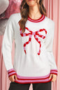 Christmas Stripe Trim Bow Crewneck Sweater Shop Style & More | Fresh Looks, Everyday Deals & Free Shipping