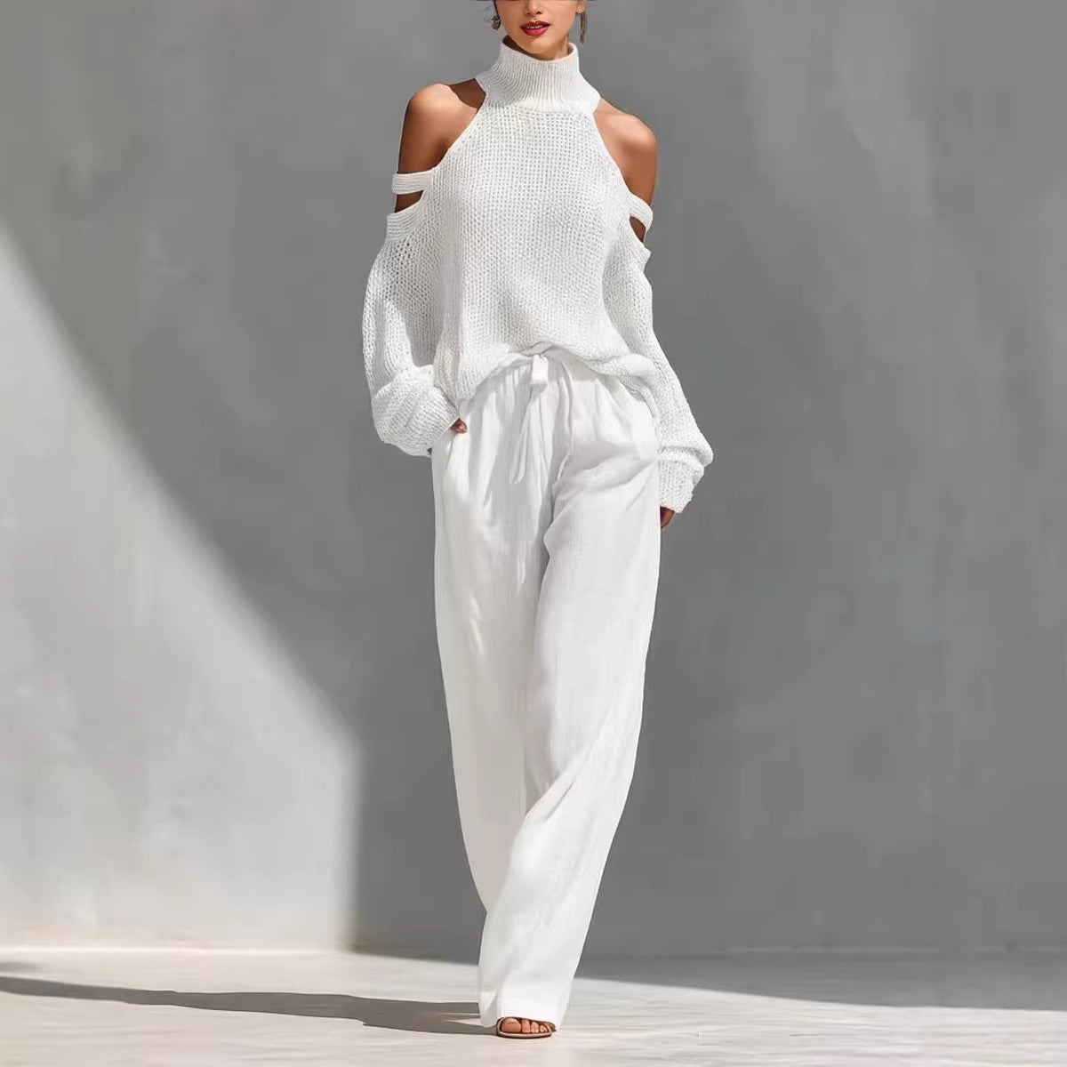 Women's Long-Sleeve Turtleneck Top & Pants Set – Elegant 2-Piece FitiqueFit
