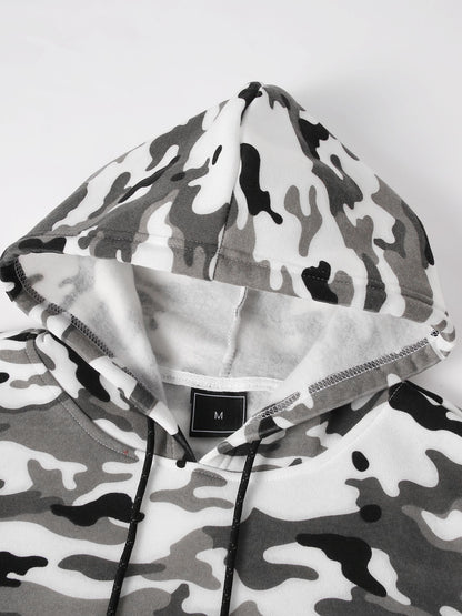 Men's Camouflage Loose Pullover Hooded Fleece Sweatshirt for Autumn And Winter, Hooded, Fleece NovaCart