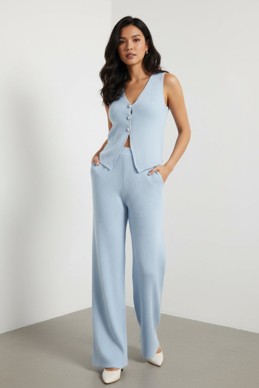 Beach Bohemian Wide-Leg Pants Set | Sleeveless Two-Piece FitiqueFit