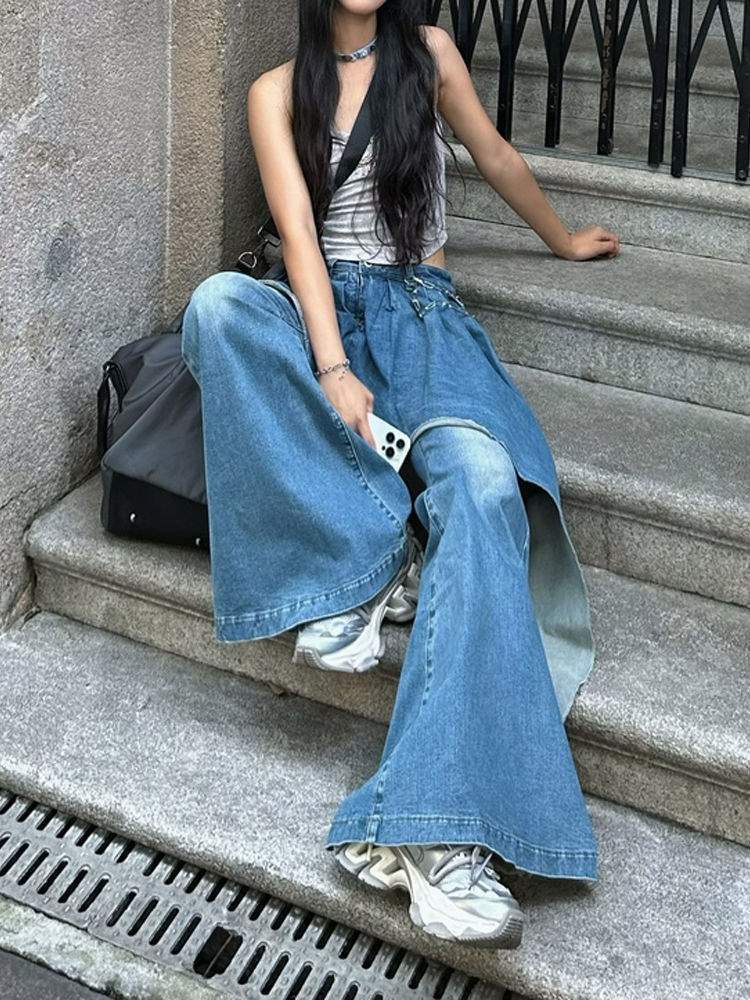 Autumn Winter False-two-piece Slim Flare Pants See size chart under “more details” The Fashion Celestial