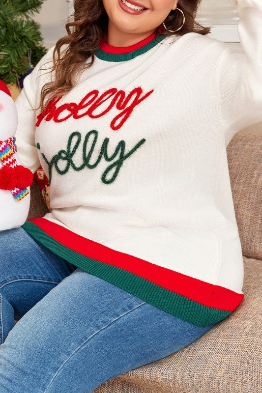 Plus Size Christmas Holly Jolly Colorblock Edge Sw Shop Style & More | Fresh Looks, Everyday Deals & Free Shipping