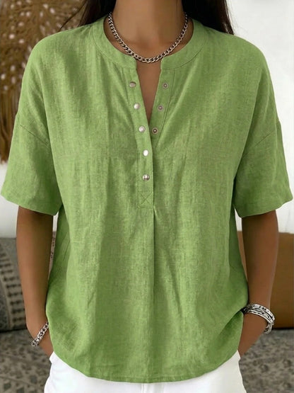 Women's Solid Color Loose-Fit Short-Sleeve Pullover Top FitiqueFit