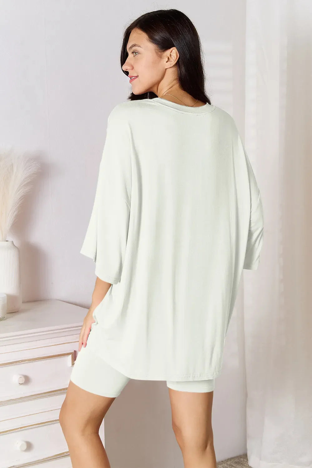 Basic Bae Full Size Soft Rayon Three-Quarter Sleeve Top and Shorts Set New Era Fashion LLc