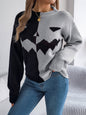 Women’s Spooky Pumpkin Contrast Long-Sleeve Pullover Sweater FitiqueFit