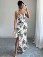 Printed Tie Strap Slit Maxi Dress New Era Fashion LLc