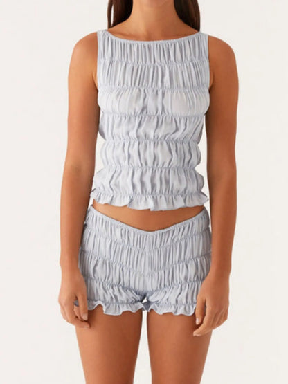 Ruched Texture Tank and Shorts Two-Piece Set New Era Fashion LLc