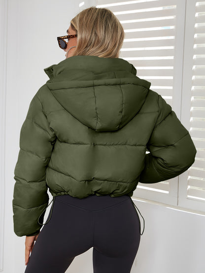 New Women's Jacket Hooded Warm Coat with Drawstring Design, Short Casual Fashion Padded Coat NovaCart