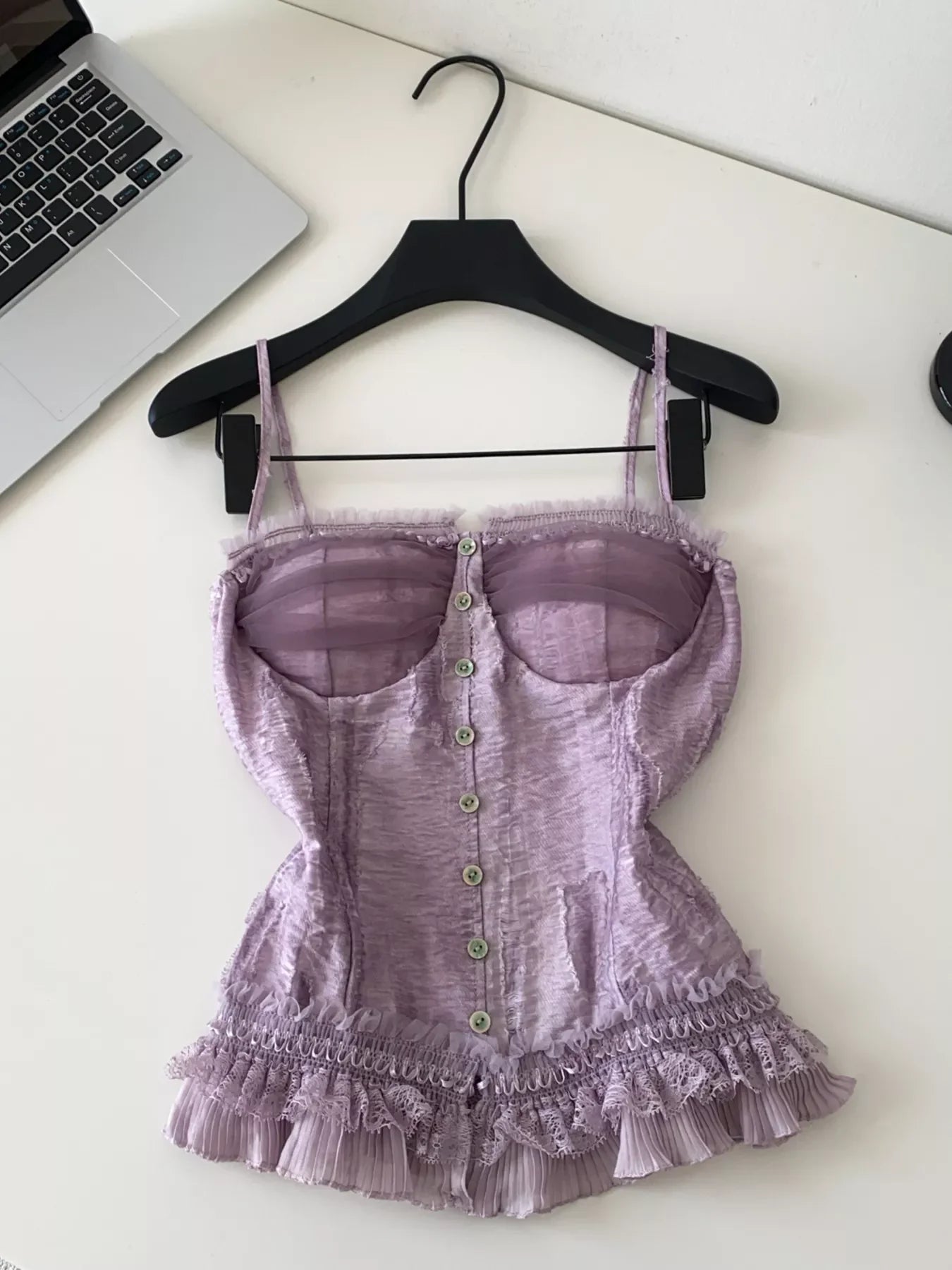Lace Trimmed Ruffled Hem Tank New Era Fashion LLc