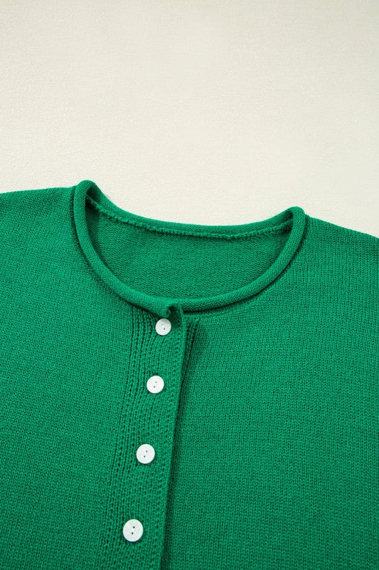 Solid Knit Button-Up Drop Shoulder Sweater Cardiga Shop Style & More | Fresh Looks, Everyday Deals & Free Shipping