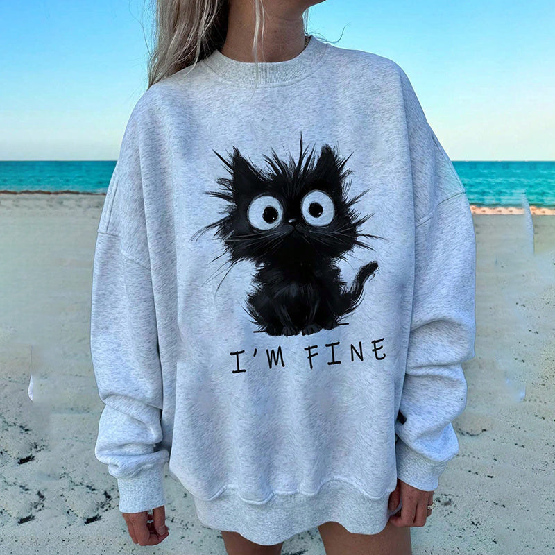 Women's Cute Kitten Graphic Sweatshirt FitiqueFit