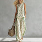 Women's Sleeveless Printed Tank Top & Wide-Leg Pants Two-Piece Set FitiqueFit