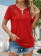 Women's Pearl-Trim Hollow-Out T-Shirt – Loose Fit, Short Sleeve, Casual Chic FitiqueFit