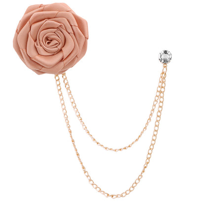Men's Wedding Ceremony Groom Handmade Rose Chain Brooch NovaCart