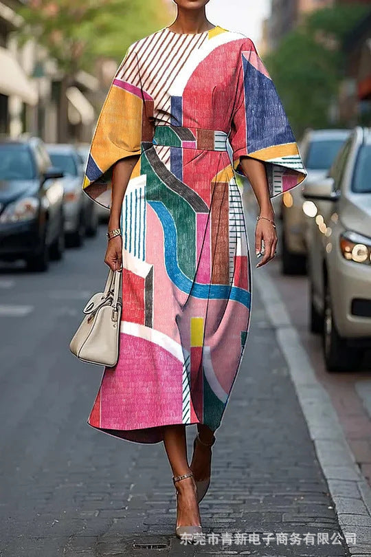 Female Creative Casual Printing Elegant Dress Grayceful LLC
