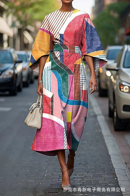 Female Creative Casual Printing Elegant Dress Grayceful LLC