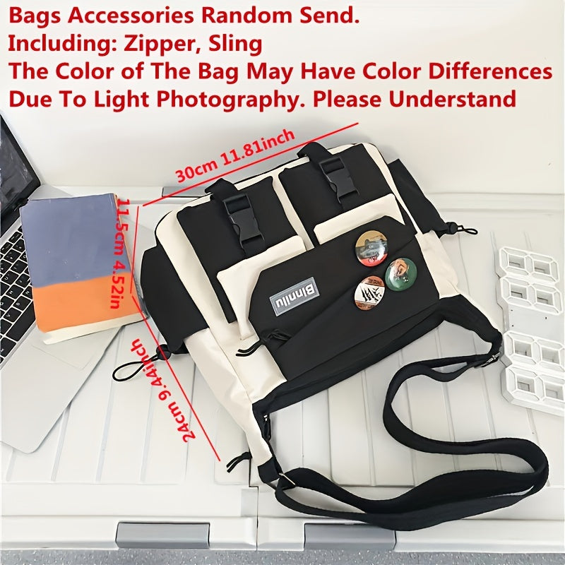 1pc Nylon Handbag Shoulder Bag Large Capacity Messenger Bag, Men's Messenger Bag Student School Bag NovaCart