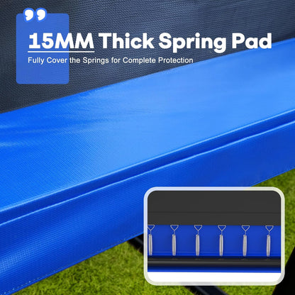 1800LBS Weight Capacity Rectangle Trampoline 10X17Ft 9X15FT 8X14FT Outdoor Square Gymnastics Trampolines with Basketball Hoops for Kids Adults Long Large Big Rectangular Tumbling Trampolin