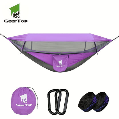 [3-in-1 Hammock] GEERTOP 3-in-1 Outdoor Hammock | Double Sleep Rest Camping Hammock with Mosquito Net Sun Shelter for Backpacking Travel Garden Park NovaCart