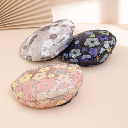 Sequin Flower Beret – Trendy Painter's Hat for Women | Outdoor & Everyday Style FitiqueFit