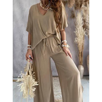 Women’s Lounge Set with Wide Leg Pant FitiqueFit