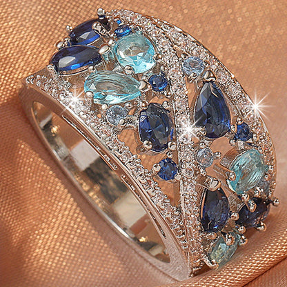 Bohemian Women's Couple Fashion Elegant Glass Synthetic Zirconia Gift Ring NovaCart