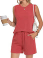 Casual Ribbed Knit Sleeveless Top and Shorts Set New Era Fashion LLc