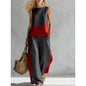 Printed Retro Sleeveless Top & Wide-Leg Pants Set | 12 Prints S–5XL FitiqueFit