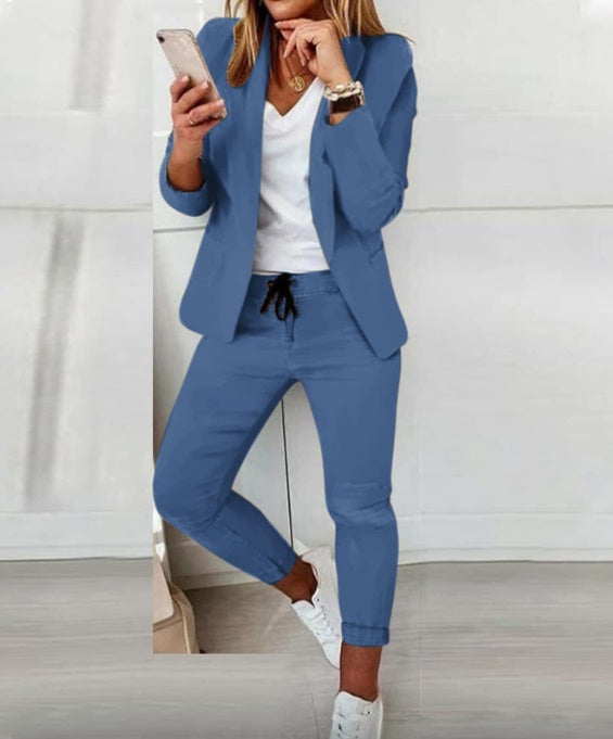 Lapel Blazer & Drawstring Trousers OL Suit – 12 Colors XS–3XL FitiqueFit