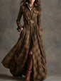 Women's Plus Size Plaid Print Long Sleeve Shirt Dress with Pockets FitiqueFit