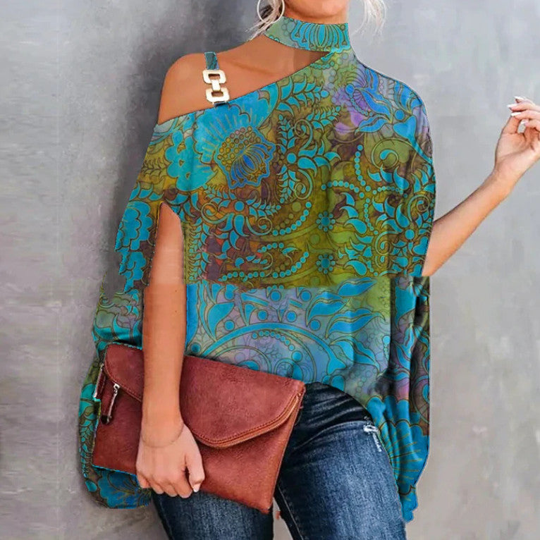 Women’s One-Shoulder Printed T-Shirt FitiqueFit