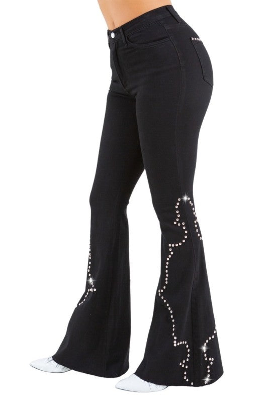 Santa Fe Bell Bottom Jean in Black Denim Kacee Lillie Boutique
