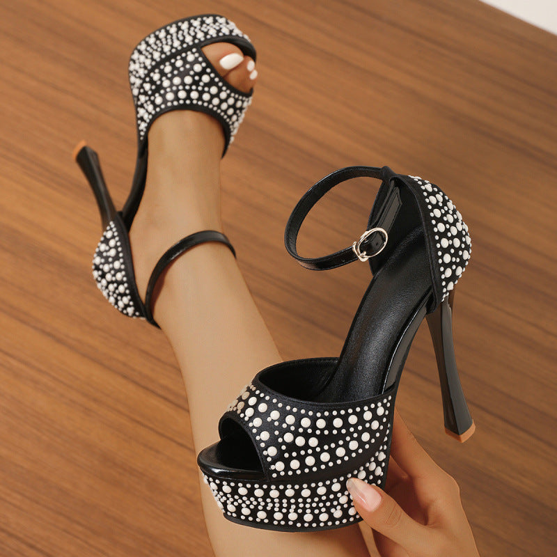 Fashionable Waterproof Platform Pearl Strap Ultra-High Heels New Era Fashion LLc