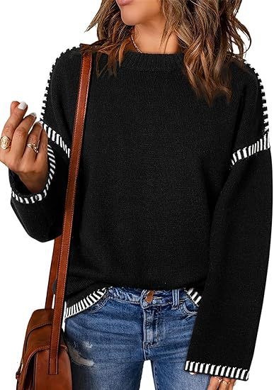 Solid Round Neck Pullover Sweater Autumn And Winter Loose Long Sleeve Tops For Women Clothing Grayceful LLC